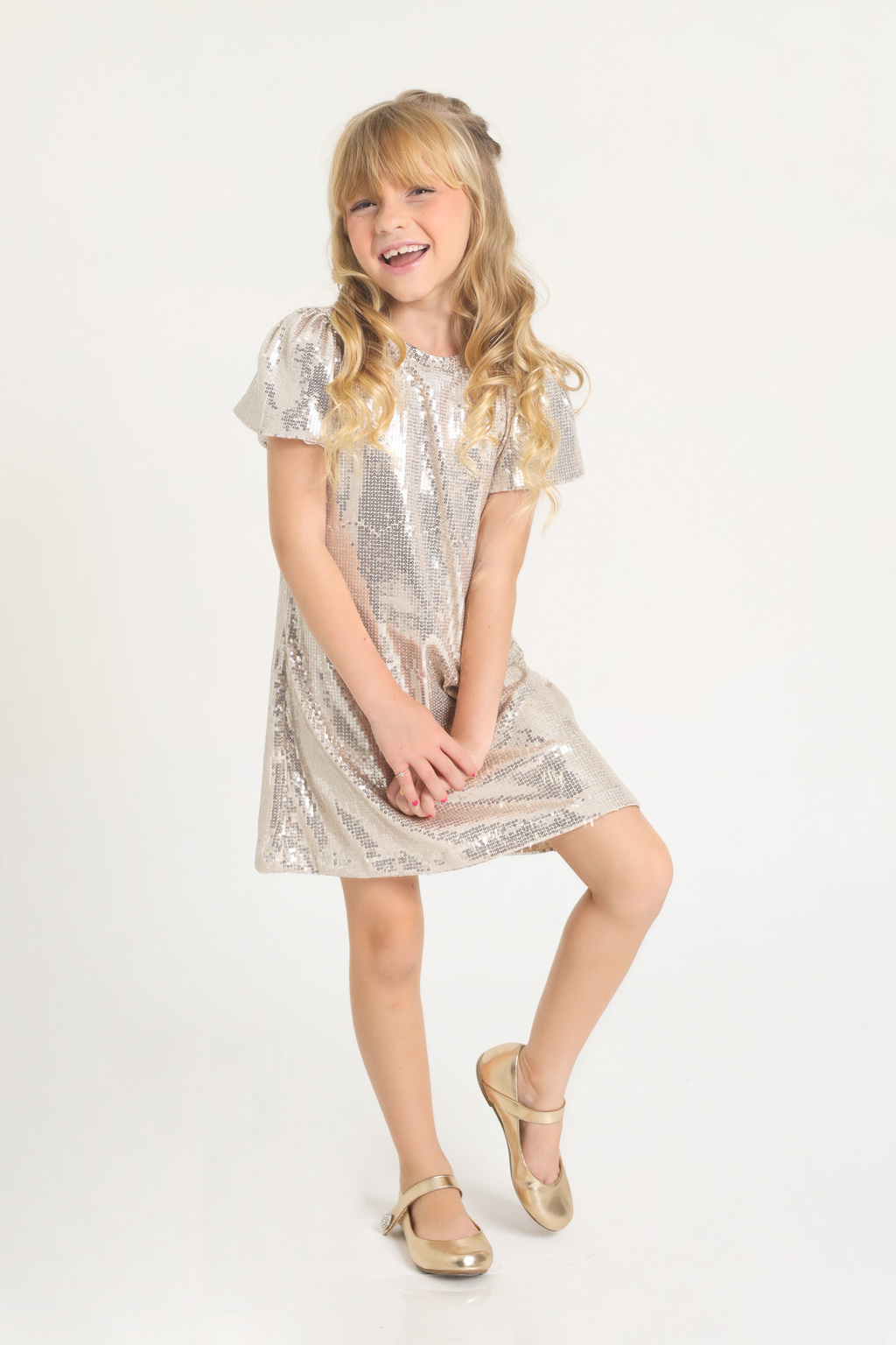 Vestido infantil de paetê
